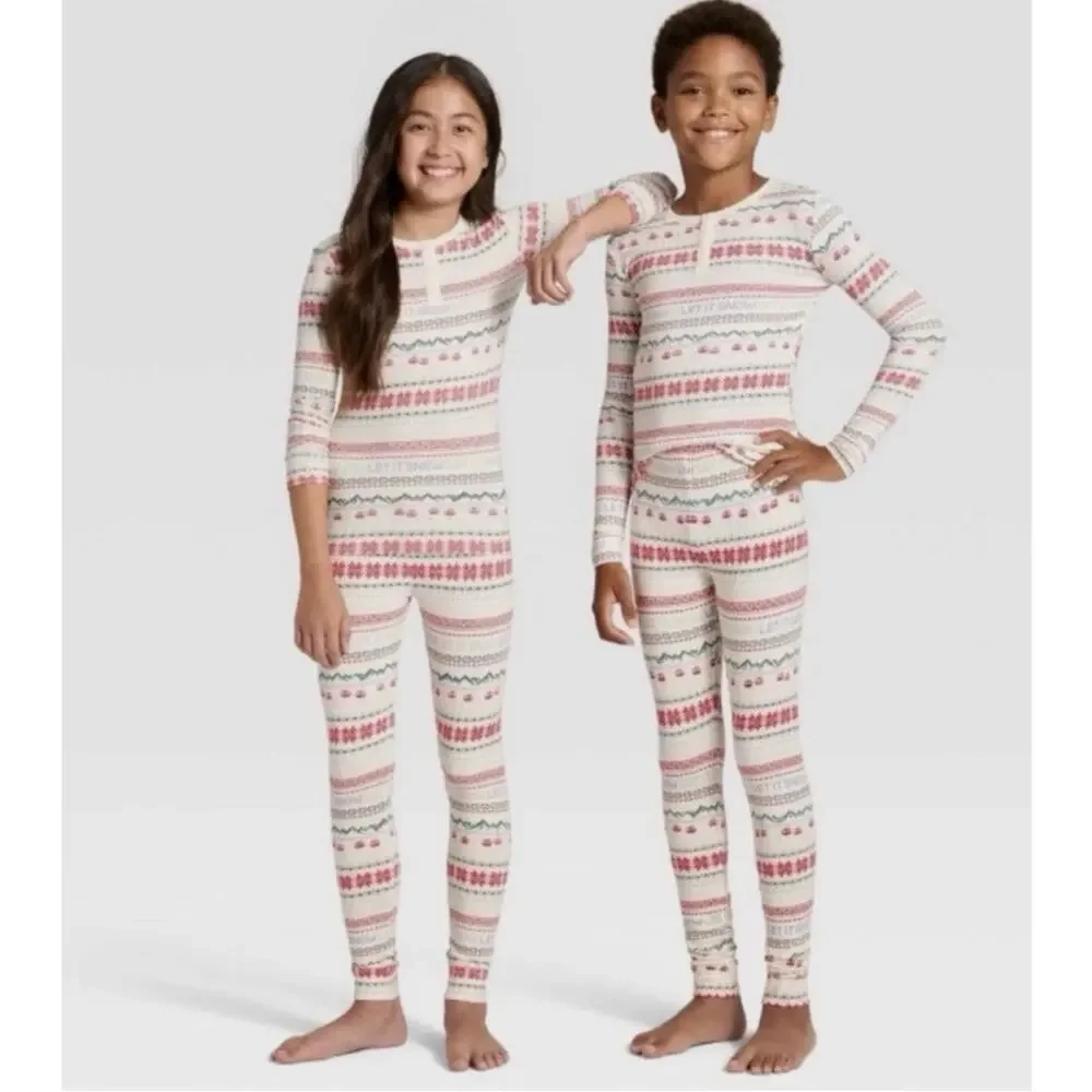 Kids Let It Snow Fair Isle Cozy Pajama Set Wondershop Size 8 Kids